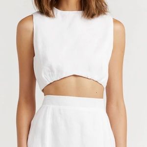 White linen crop top